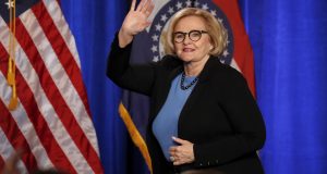 In this November 2018 photo, Sen. Claire McCaskill, D-Mo., steps on stage to deliver a concession speech in St. Louis. The two-term senator from Missouri lost her seat in the 2018 midterm election but is now making waves as a plainspoken analyst for NBC News. AP Photo by Jeff Roberson